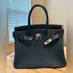 Blue Jean with White Stitching Handbag